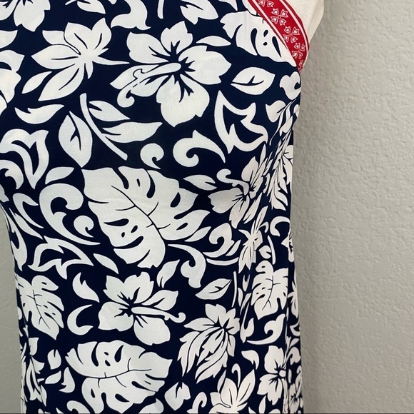 Max Studio Navy & White Floral Racer Back Dress Stretch Small NWT - Picture 4 of 12